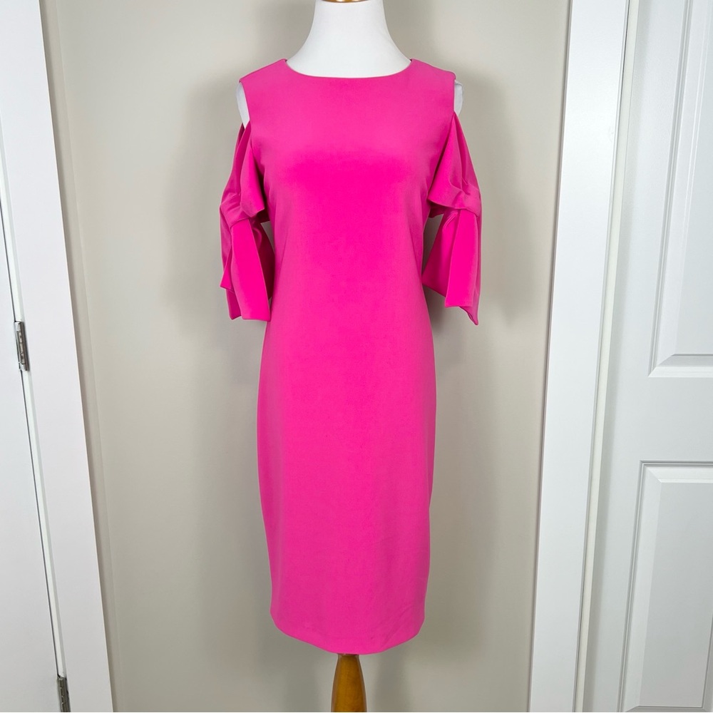 Joseph Ribkoff Fuchsia Cold Shoulder Midi Dress